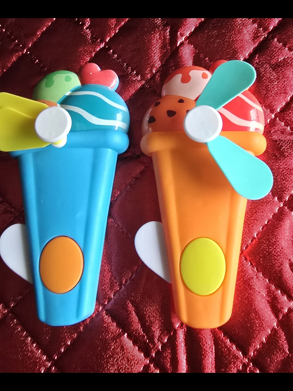 Kids Ice Cream Fan Toy - Blue and Orange Set
